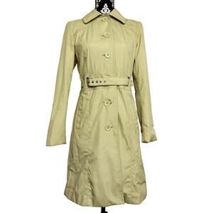 Women's Casual Preppy Light Green Apt Nine Belted Trench Midi Spring Rain Coat